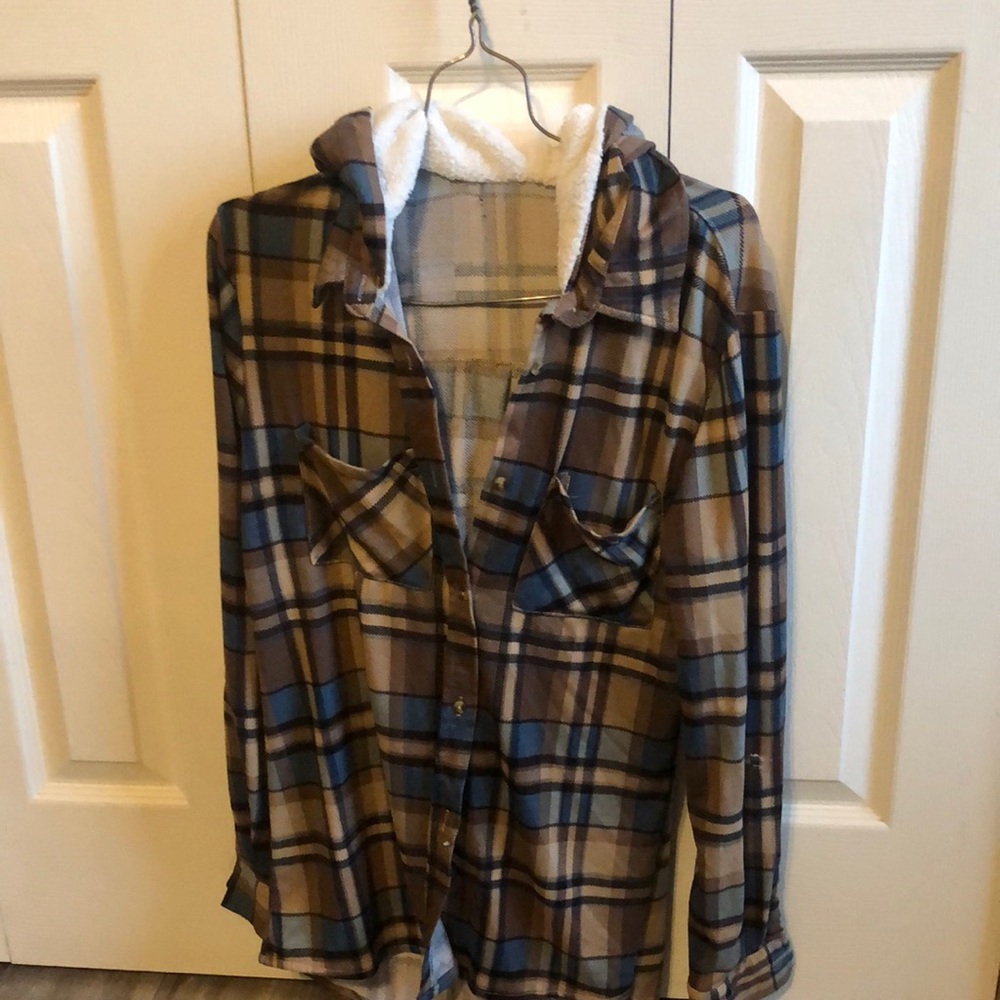 Hooded flannel shirt